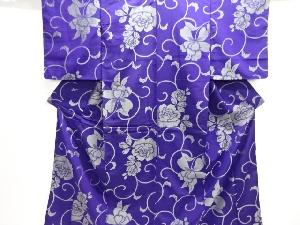 大正ロマン　花唐草模様織り出しお召着物